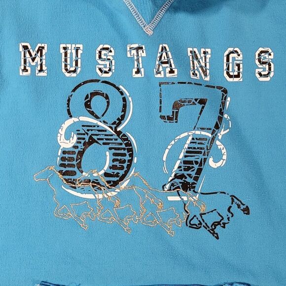 🔺️Vanity Blue Mustangs Vneck Hoodie Sweatshirt XLarge - Picture 5 of 7